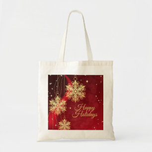 Weihnachten Party Geschenk Roter Golden Snowflakes Tragetasche