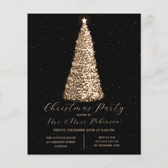 Weihnachten Party Glam Goldene Tree Frische Pasta  Flyer (Vorne)