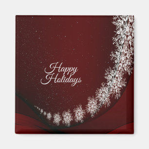 Weihnachten Party Kristallschneeflocken Rot Rustik Magnet