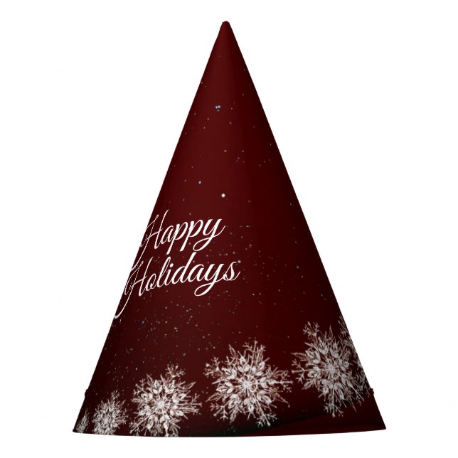 Weihnachten Party Kristallschneeflocken Rot Rustik Partyhütchen (Vorderseite)