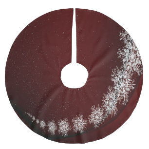 Weihnachten Party Kristallschneeflocken Rot Rustik Polyester Weihnachtsbaumdecke