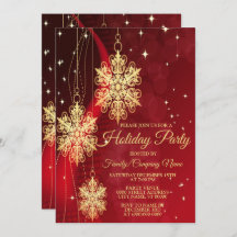 Weihnachten Party Roter Goldene Schneeflocken