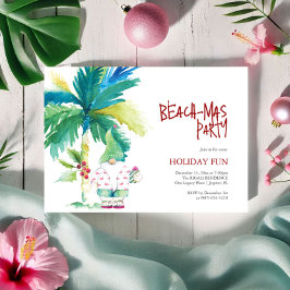Weihnachten Party Wasserfarben Palme Tree Santa Ma Einladung