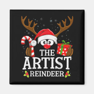 Weihnachten passend zum Künstler Rentier Familie Magnet