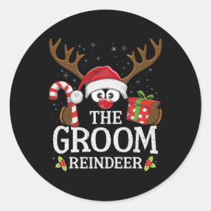 Weihnachten passt zur Familie Groom Rentier Runder Aufkleber
