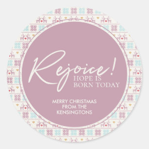 Weihnachten Pastell-Typografie Schneeflocke Runder Aufkleber