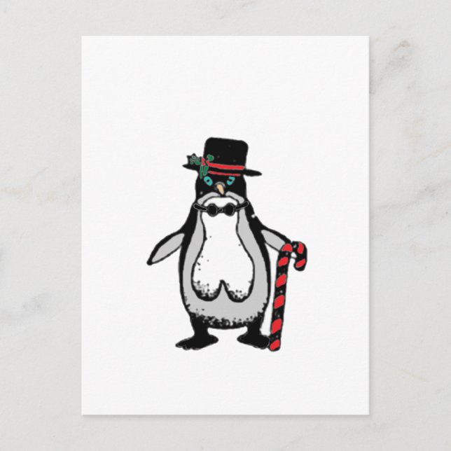 Weihnachten-Penguin Feiertagspostkarte (Vorderseite)