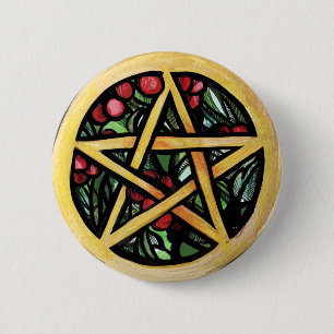 Weihnachten Pentagramm Pagan Winter Solstice Symbo Button