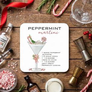 Weihnachten Peppermint Martini Cocktail Rezept Rechteckiger Pappuntersetzer