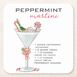 Weihnachten Peppermint Martini Cocktail Rezept Rechteckiger Pappuntersetzer