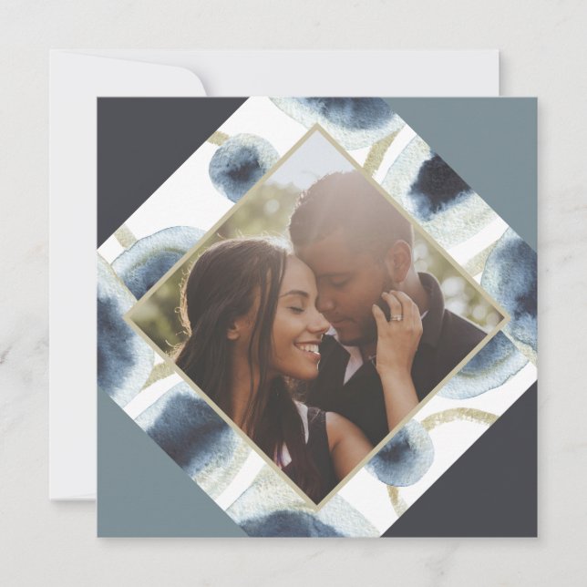 Weihnachten Personalisiert Modernes blaues Foto (Vorderseite)