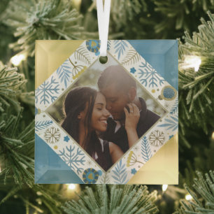 Weihnachten Personalisiert Modernes Foto Ornament Aus Glas