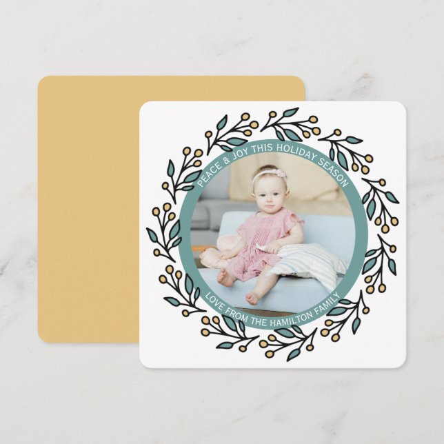 Weihnachten Personalisiert Modernes Kranz-Foto (Vorne/Hinten)