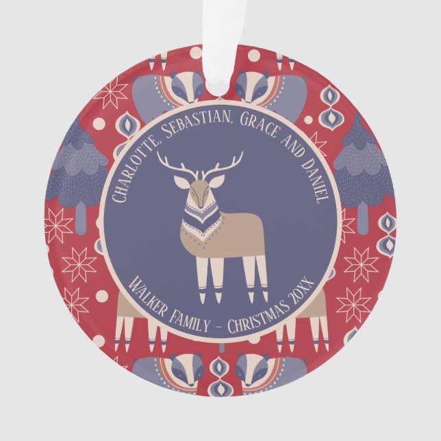 Weihnachten Personalisiert skandinavisch Ornament (Vorderseite)