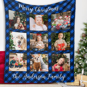 Weihnachten Personalisierte FotoCollage Kariert Fleecedecke