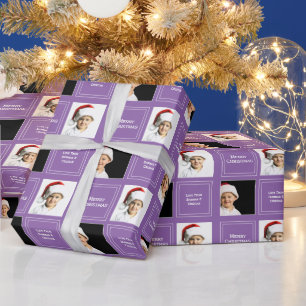 Weihnachten Personalisierte Fotovorlage Lila Geschenkpapier