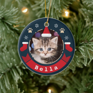Weihnachten Personalisierten Katzen Foto Urlaub Keramik Ornament