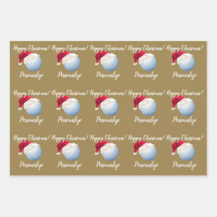 Weihnachten Personalisierter Golf Ball Sport Santa Geschenkpapier Set