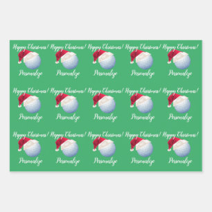 Weihnachten Personalisierter Golf Ball Sport Santa Geschenkpapier Set