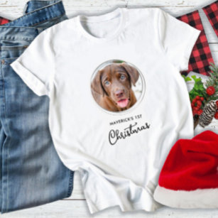 Weihnachten Personalisierter Hund Foto Urlaub T-Shirt