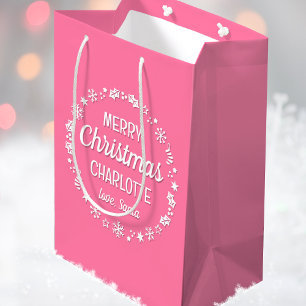 Weihnachten Personalisierter Name Liebe Santa Retr Mittlere Geschenktüte