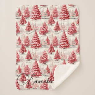 Weihnachten Personalisierter Name Rosa und Rot Sherpadecke