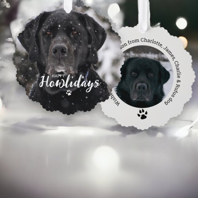 Weihnachten Personalisiertes Foto Happy Howlidays  Ornament Karte (Christmas Personalized Photo Happy Howlidays Dog Ornament Cards from Ricaso. Cards from the dog. )
