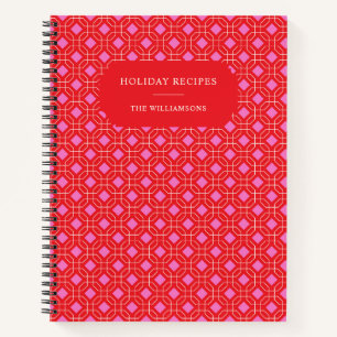 Weihnachten Personalisiertes Retro-Rotes Rezept fü Notizbuch
