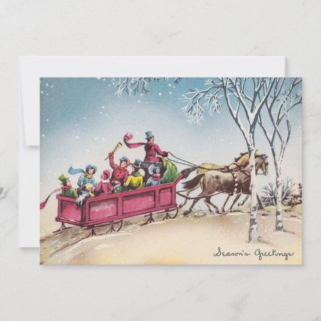 Weihnachten - Pferde Pulling Sleigh (Vorderseite)