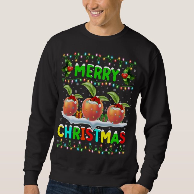 Weihnachten Pfirsiche Fruit Lighting Weihnachtsman Sweatshirt (Vorderseite)