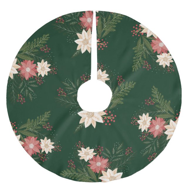 Weihnachten, Pine & Berry Green Holiday Polyester Weihnachtsbaumdecke (Vorderseite)