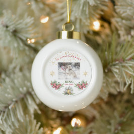 Weihnachten Pine Bow Lattern in Love Memory Foto Keramik Kugel-Ornament