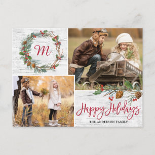 Weihnachten Pine Cons 2 FOTOS Birch Bark Holiday Postkarte