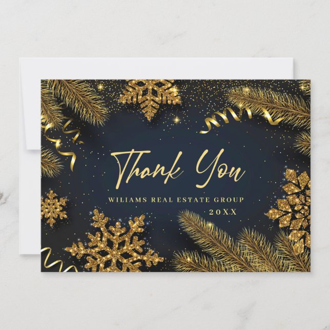 Weihnachten Pine Cons Corporate Rustic Holiday Dankeskarte (Vorderseite)