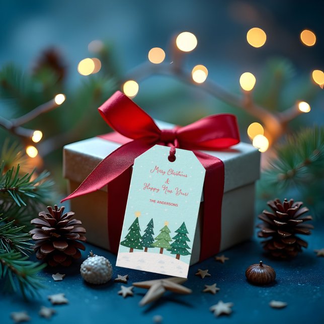 Weihnachten Pine Forest Tree Frohe Weihnachten Geschenkanhänger (Von Creator hochgeladen)