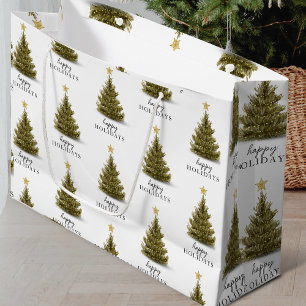 Weihnachten Pine Tree Happy Holidays Typograpy Große Geschenktüte