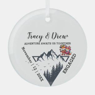 Weihnachten Pine Trees Couple Verlobt Black Ornament Aus Glas