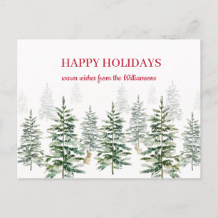 Weihnachten Pine Trees Wasserfarben Happy Holiday  Postkarte