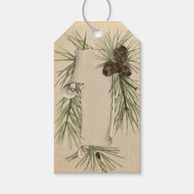 Weihnachten Pinecone und Scroll Holiday Geschenkanhänger (Vorderseite)