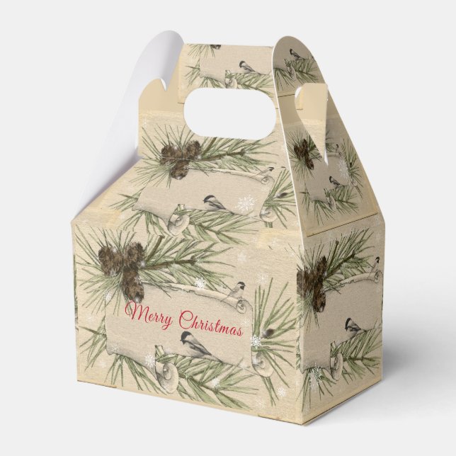 Weihnachten Pinecones Schneeflocken Vögel Geschenkschachtel (Vorderseite)