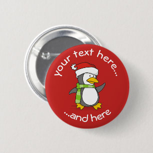 Weihnachten Pinguin sitzend mit Schneebälle Button