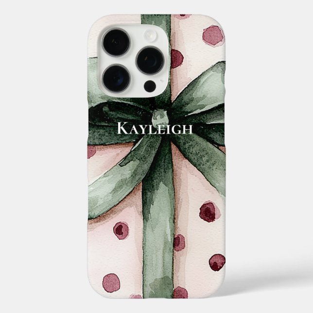 Weihnachten Pink Dots Grüne Schleife & Bow Case-Mate iPhone Hülle (Rückseite)