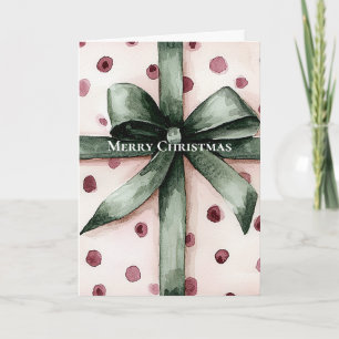 Weihnachten Pink Dots Grüne Schleife & Bow Karte