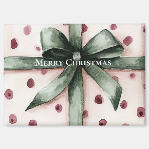 Weihnachten Pink Dots Grüne Schleife & Bow Magnet