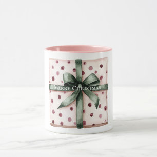 Weihnachten Pink Dots Grüne Schleife & Bow Tasse