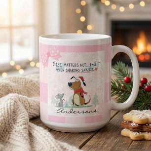Weihnachten pink Kariert Cartoon-Illustration lust Jumbo-Tasse
