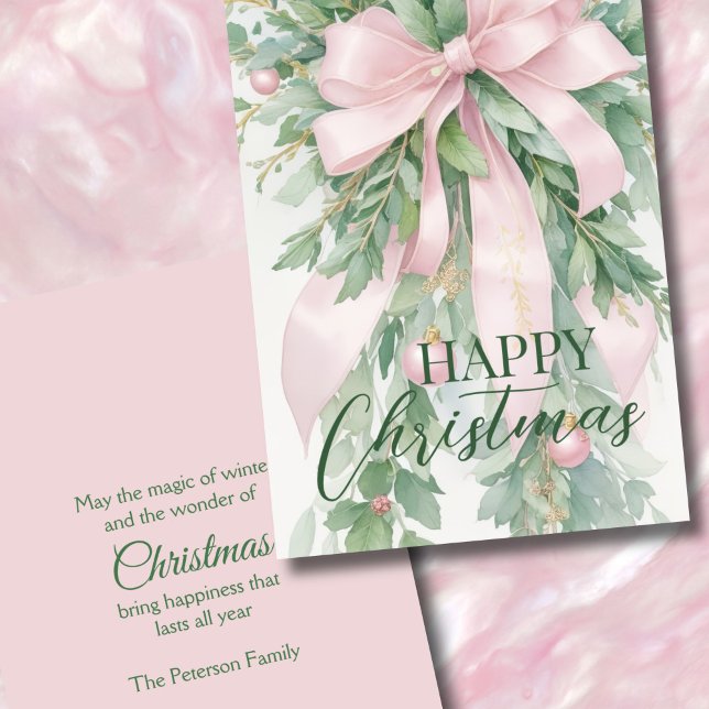 Weihnachten Pink Satin Ribbon Holly Greenery (Von Creator hochgeladen)