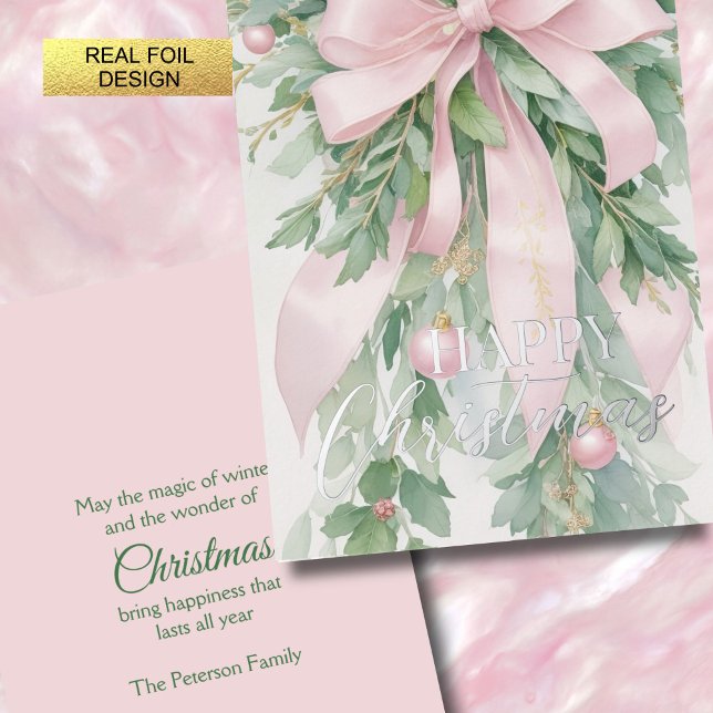 Weihnachten Pink Satin Ribbon Holly Greenery (Von Creator hochgeladen)