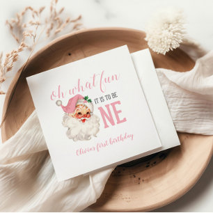 Weihnachten Pinker Santa Erster Geburtstag Serviette