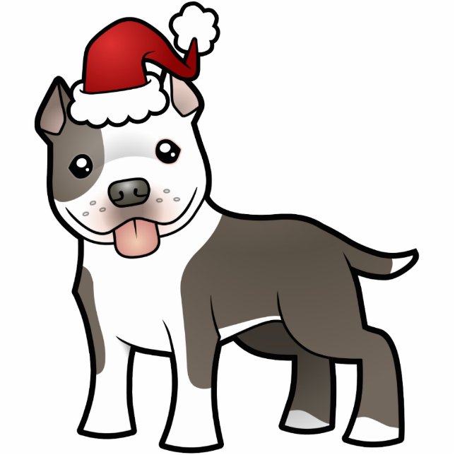 Weihnachten Pitbull/amerikanisches Staffordshire Fotoskulptur Ornament (Vorne)